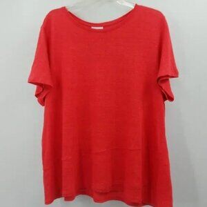 J. Jill Love Linen Top Women's 2X Red Short Sleeve Paneled T-Shirt